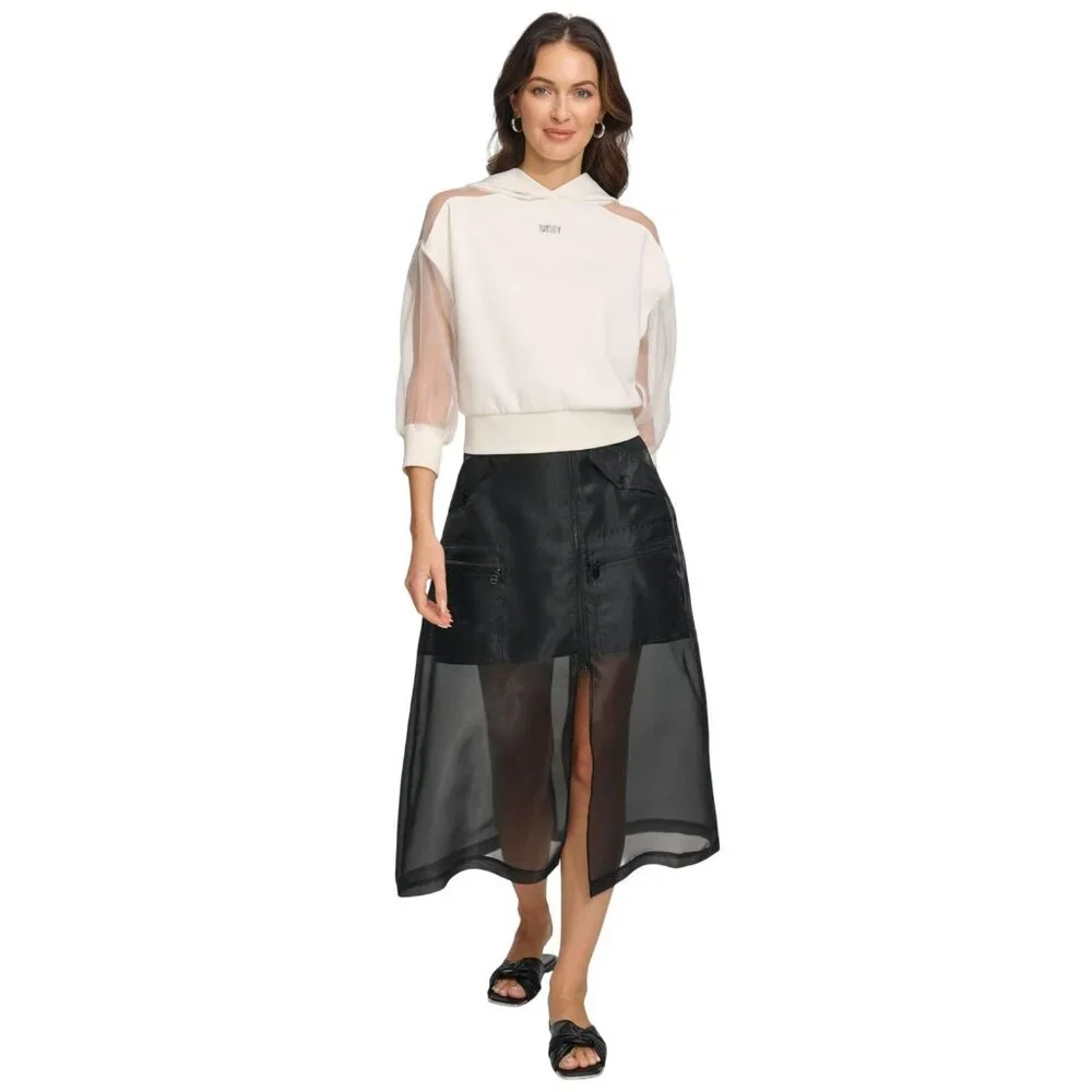 NWT DKNY Womens Cargo Skirt Organza P4BNUWEN Black 0